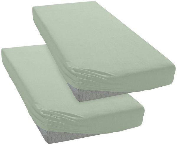 OTTO home Spannbettlaken PHYSALIS in BASIC und PREMIUM Qualität, 100% Baumwolle, Jersey (110 g/m), Gummizug: rundum, (2 Stück), für Matratzen bis 18 cm Höhe, Bettlaken, Spannbetttuch, pflegeleicht