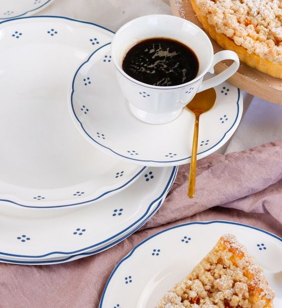 MÄSER Tafelservice Lova (12-tlg), 6 Personen, Porzellan, Teller Set, mit dekorativem Punktmuster
