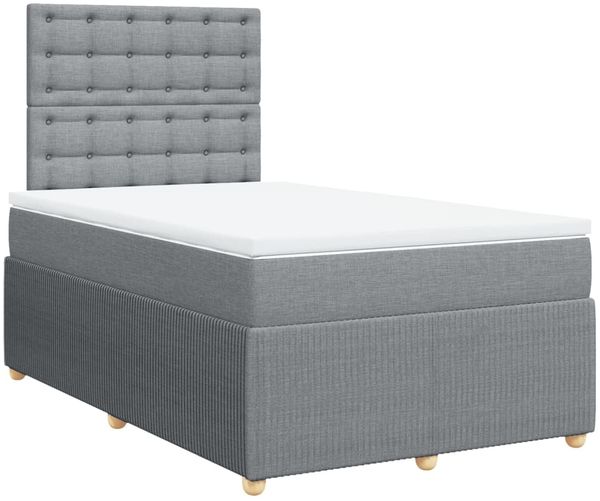 vidaXL Boxspringbett mit Matratze Hellgrau 120x200 cm Stoff 3294337 Bild 3