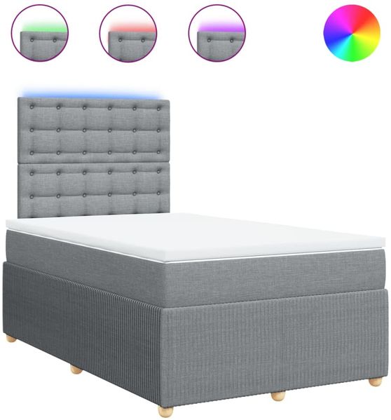 vidaXL Boxspringbett mit Matratze Hellgrau 120x200 cm Stoff 3294337 Bild 2