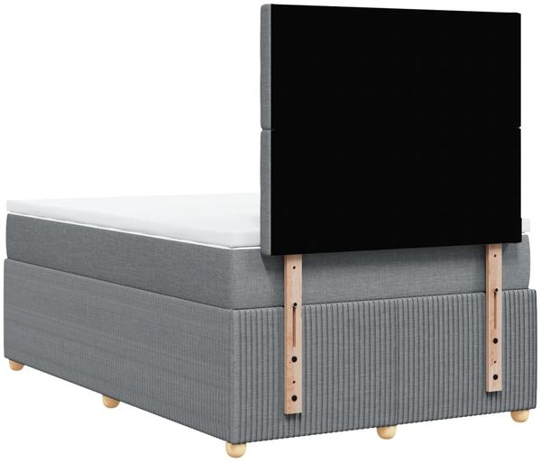 vidaXL Boxspringbett mit Matratze Hellgrau 120x200 cm Stoff 3294337 Bild 8
