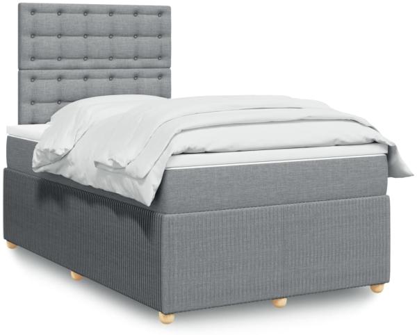 vidaXL Boxspringbett mit Matratze Hellgrau 120x200 cm Stoff 3294337