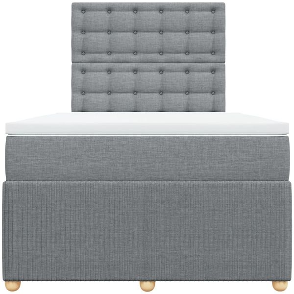 vidaXL Boxspringbett mit Matratze Hellgrau 120x200 cm Stoff 3294337 Bild 6