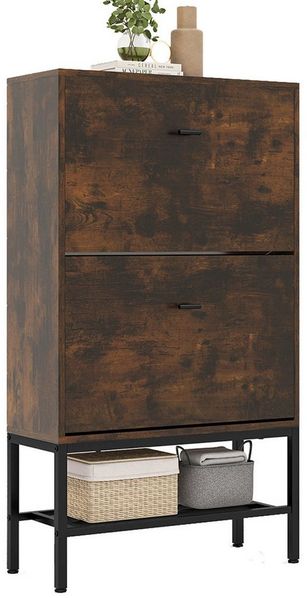 COSTWAY Schuhschrank mit 2 Klappen, Schuhkipper mit 4 Ablageflächen & Regal