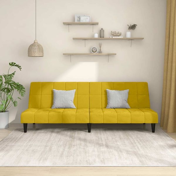 vidaXL Schlafsofa 2-Sitzer Gelb Samt 375845