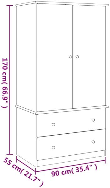 vidaXL Kleiderschrank ALTA 90x55x170 cm Massivholz Kiefer 353929 Bild 9