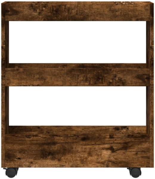 vidaXL Aufbewahrungswagen Schmal 3 Etagen Räuchereiche Holzwerkstoff 855245 Bild 3