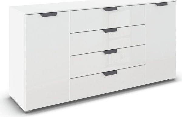 rauch Aditio Box, Kommode, 2-türig, 4 Schubladen, mit Glasfront, mit Softclose-Funktion, Farbe Weiß, BxHxT 160x81x42cm Bild 3