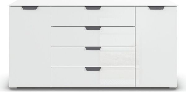rauch Aditio Box, Kommode, 2-türig, 4 Schubladen, mit Glasfront, mit Softclose-Funktion, Farbe Weiß, BxHxT 160x81x42cm Bild 2