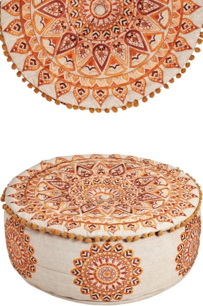 Marrakesch Orient & Mediterran Interior Hocker Orientalische Pouf Hocker Sitzpuff Deko Aziza Braun (1 St), Handarbeit