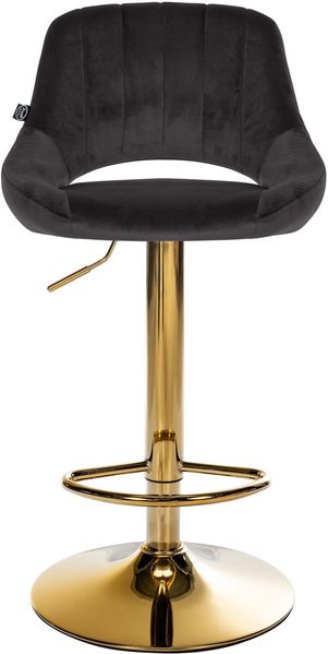 CLP 2er Set Barhocker Milet Samtbezug höhenverstellbar drehbar mit Rückenlehnen,schwarz Metall gold Bild 4