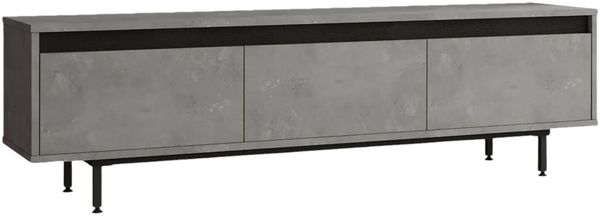 Dmora Fernsehschrank Titli, Ständer für Wohnzimmerfernseher, Niedriges Wohnzimmer-Sideboard, TV-Ständerbasis, 160x36 h45 cm, Silber und Schwarz
