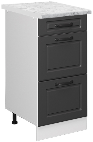 Küchenunterschrank R-Line Anthrazit Landhaus 40 cm AP Marmor Vicco