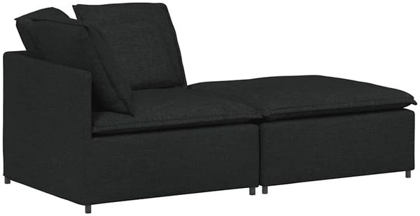 vidaXL Modulares Sofa mit Fußhocker Kissen Stoff Schwarz 3321209