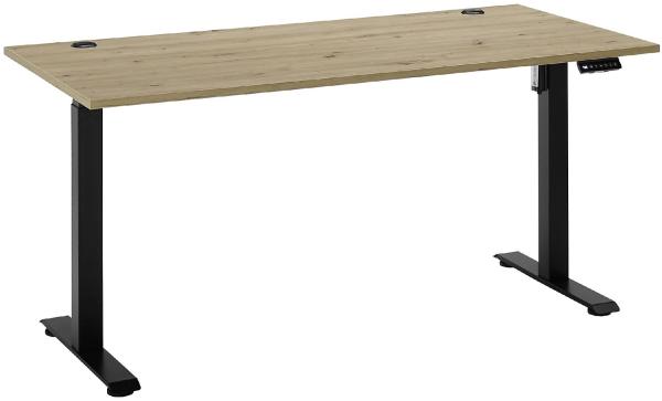 Elektro-Schreibtisch Gedankenplatz / Ben 3 , Holzwerkstoff , Schwarz, Holzfarben , 160 x 0 x 77 cm