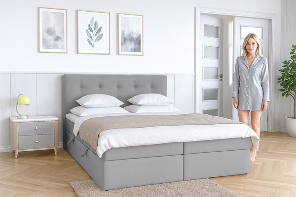 AX LIVING Baunei Boxspringbett 140x200 mit Bettkasten schwarzes Bett
