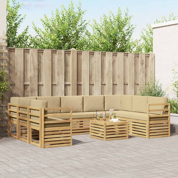 vidaXL Sofagarnituren 10 pcs Weiß und Beige 59 x 59 x 37 cm Polyester 3392528