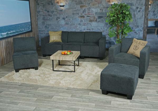 Modular Sofa-System Couch-Garnitur Lyon 3-1-1-1, Stoff/Textil ~ anthrazit-grau