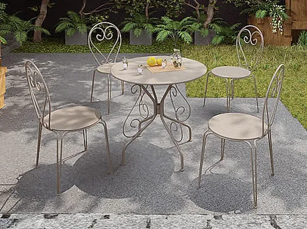Vente-unique - GUERMANTES Garden dining set Metall Beige - B 47 cm80 cm x H 90 cm71 cm x L 43 cm80 cm