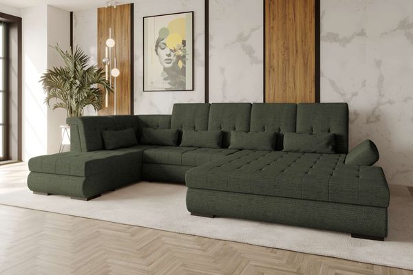99rooms Felicia Wohnlandschaft Chenille EDEN Olive Rechts