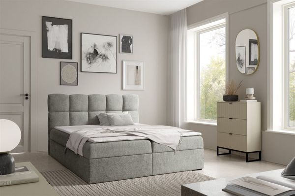 Boxspringbett Schlafzimmerbett PAROZO 160x200cm Stoff Coral Grau