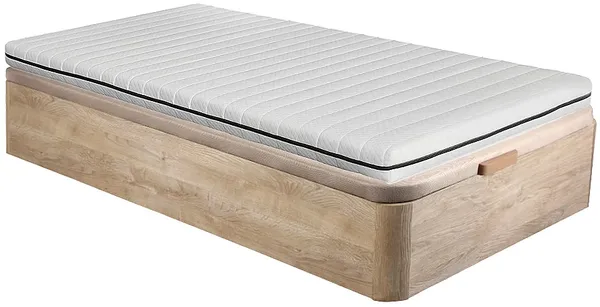 Vente-unique - NASUS Mattress and bed base set StoffHolz, Platte Beige - B 90 cm x H 10 cm30 cm x L 190 cm