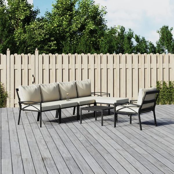 vidaXL 7-tlg. Garten-Lounge-Set mit Sandfarbigen Kissen Stahl 3187957