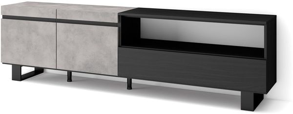 Skraut Home | TV-Schrank, Lowboard | für Wohnzimmer und Esszimmer | 200 x 57 x 35 cm | Für TV-Geräte bis zu 80" | Industriedesign | Moderner Stil | Zement