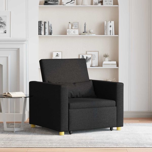 vidaXL Ausziehbare Schlafcouch Einzel Schwarz 90 x 165 x 87 cm Stoff 42002686
