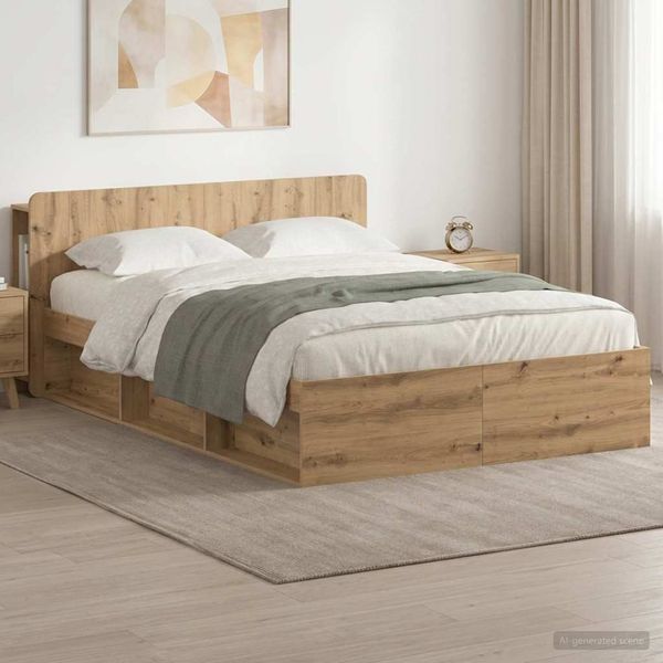 vidaXL Bettgestell mit Stauraum Artisan-Eiche 140 x 190 cm 3433375
