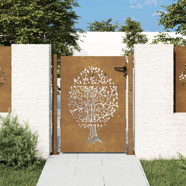 vidaXL Gartentor 100x150 cm Cortenstahl Baumdesign 153217