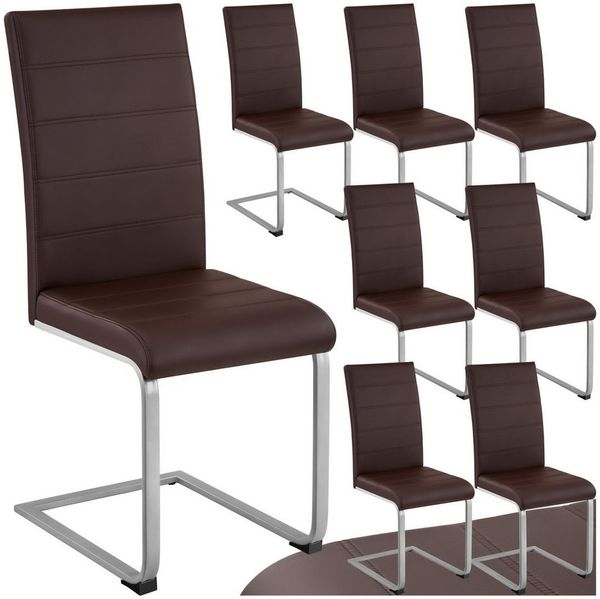 tectake Esszimmerstuhl Set Schwingstuhl (8er Set, 8 St), gepolstert mit Kunstlederbezug