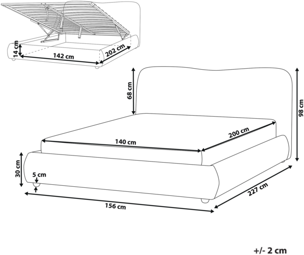Bett mit Stauraum Stoff BLAGNAC 140 x 200 cm Hellblau Bild 2