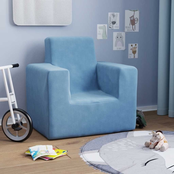 vidaXL Kindersofa Blau Weich Plüsch 4104794