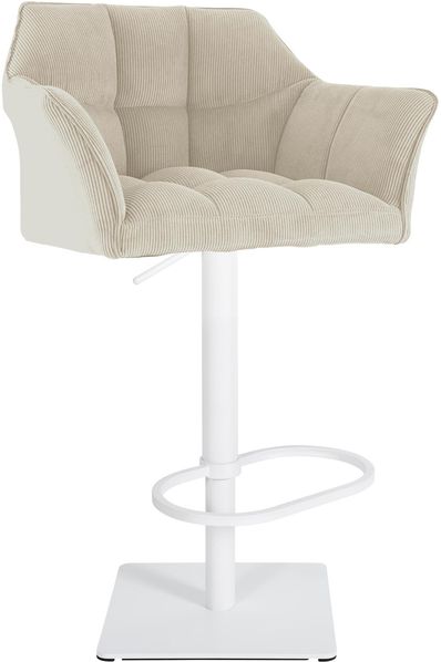 Barhocker SIHAR - Cord Creme 64x45x88 cm Weiß | Barstuhl Mit Lehne Tresenhocker Tresenstuhl Kneipenhocker Kneipenstuhl