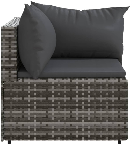 vidaXL Garten-Ecksofas mit Kissen 2 Stk. Grau Poly Rattan 319762 Bild 3