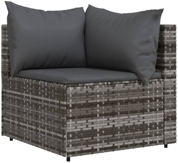 vidaXL Garten-Ecksofas mit Kissen 2 Stk. Grau Poly Rattan 319762 Bild 2