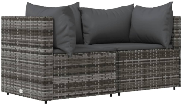 vidaXL Garten-Ecksofas mit Kissen 2 Stk. Grau Poly Rattan 319762 Bild 1