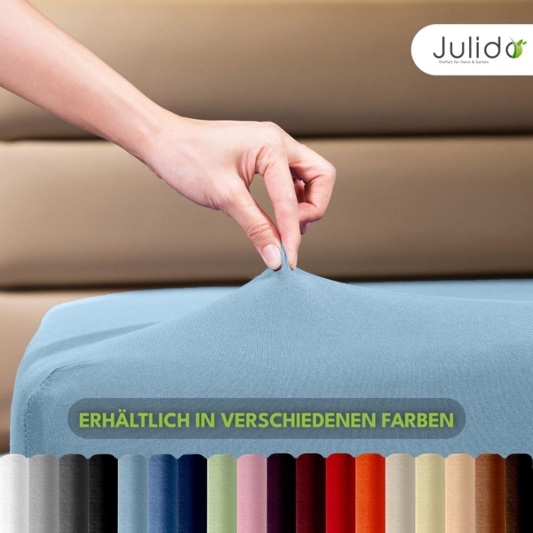 Jersey Spannbettlaken 180-200x200cm 100% Baumwolle Eisblau Bild 9