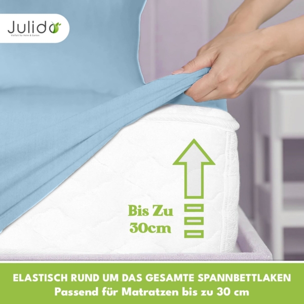 Jersey Spannbettlaken 180-200x200cm 100% Baumwolle Eisblau Bild 4