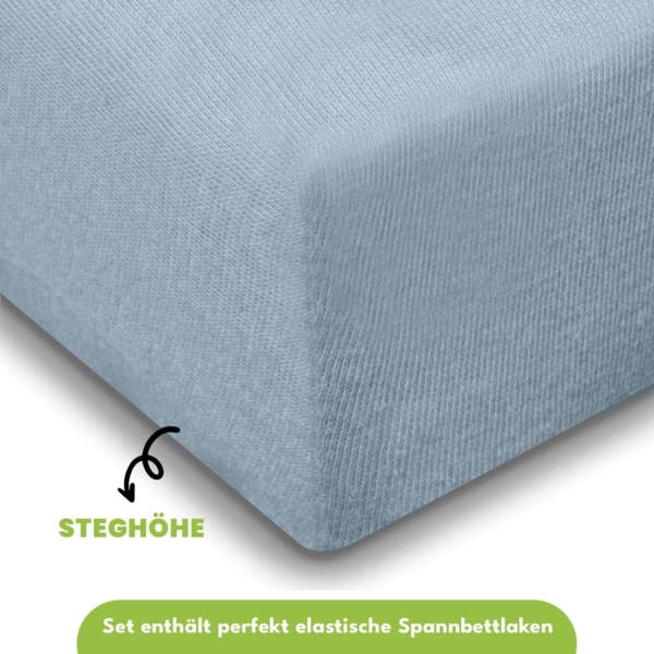 Jersey Spannbettlaken 180-200x200cm 100% Baumwolle Eisblau Bild 3