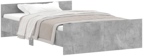 vidaXL Bettgestell mit Kopf- und Fußteil Betongrau, 120x190 cm