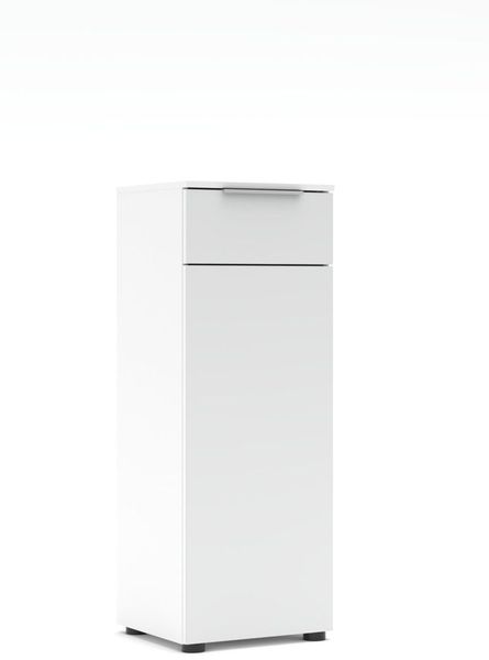 Schmaler Aktenschrank SANTORIN Weiß & weißes Glas – 40x110 cm