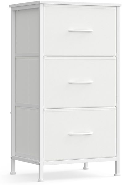 SONGMICS Kommode, Schrank, 3 Stoffschubladen, für Schlafzimmer, Flur, Wohnzimmer, weiß