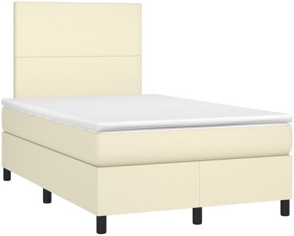 vidaXL Polsterbett mit Matratze & LED Creme 120x200 cm Kunstleder [3135815] Bild 3