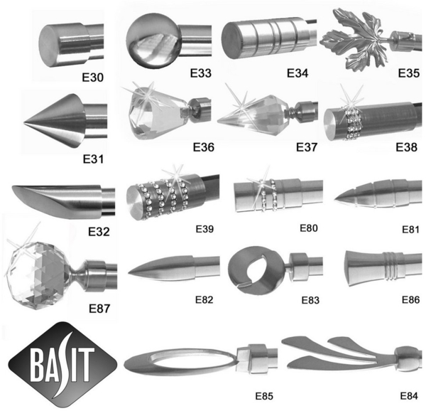 BASIT Gardinenstange Edelstahloptik 20mm mit Wandträgern 120 cm E84, Ø 20 mm, 2-läufig, verschraubt, Metall, H41 120 cm E84 Schweif Bild 2