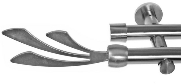 BASIT Gardinenstange Edelstahloptik 20mm mit Wandträgern 120 cm E84, Ø 20 mm, 2-läufig, verschraubt, Metall, H41 120 cm E84 Schweif Bild 4