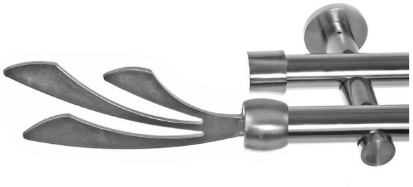 BASIT Gardinenstange Edelstahloptik 20mm mit Wandträgern 120 cm E84, Ø 20 mm, 2-läufig, verschraubt, Metall, H41 120 cm E84 Schweif Bild 1