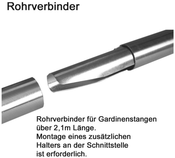 BASIT Gardinenstange Edelstahloptik 20mm mit Wandträgern 120 cm E84, Ø 20 mm, 2-läufig, verschraubt, Metall, H41 120 cm E84 Schweif Bild 3