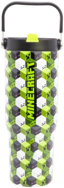 Minecraft Edelstahl Thermobecher 860 ml mit Griff und Klappdeckel